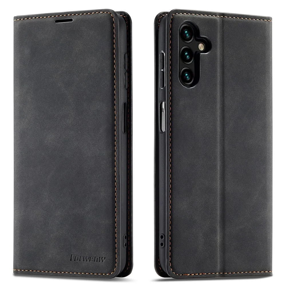 FORWENW Fantasy Series for Samsung Galaxy S24+ Case Skin-touch Stand Phone Cover - Black - 1