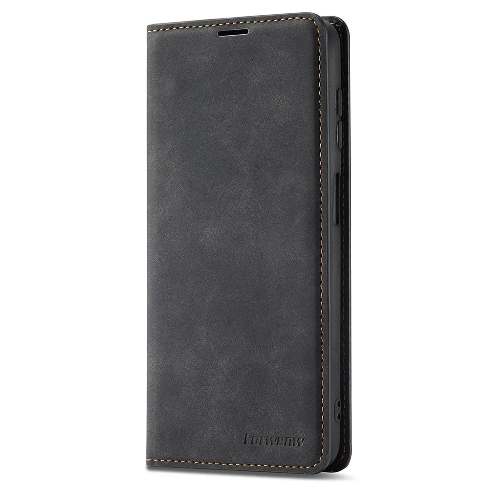 FORWENW Fantasy Series for Samsung Galaxy S24+ Case Skin-touch Stand Phone Cover - Black - 5