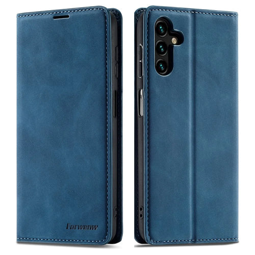 FORWENW Fantasy Series for Samsung Galaxy S23 FE Wallet Case Skin-touch Leather Phone Cover - Blue - 1