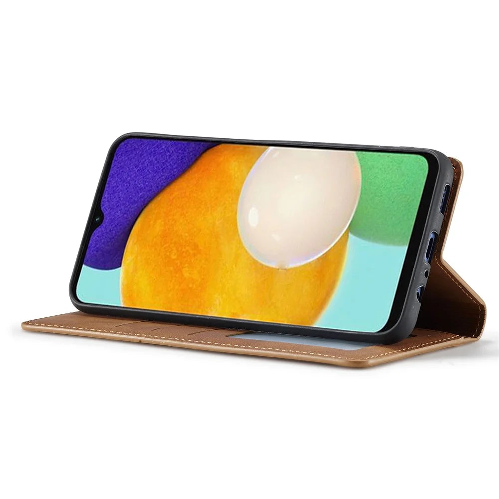 FORWENW Fantasy Series for Samsung Galaxy S24 Magnetic Case Skin-touch Stand Phone Cover - Brown - 3