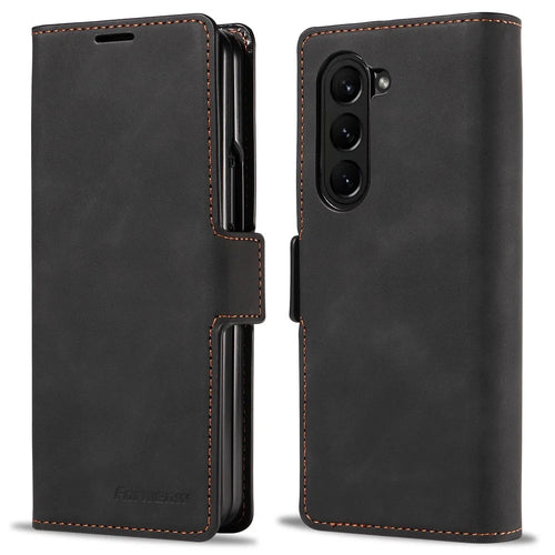 FORWENW Fantasy Series for Samsung Galaxy Z Fold5 5G Magnetic Phone Case Skin-touch Leather Cover - Black - 1