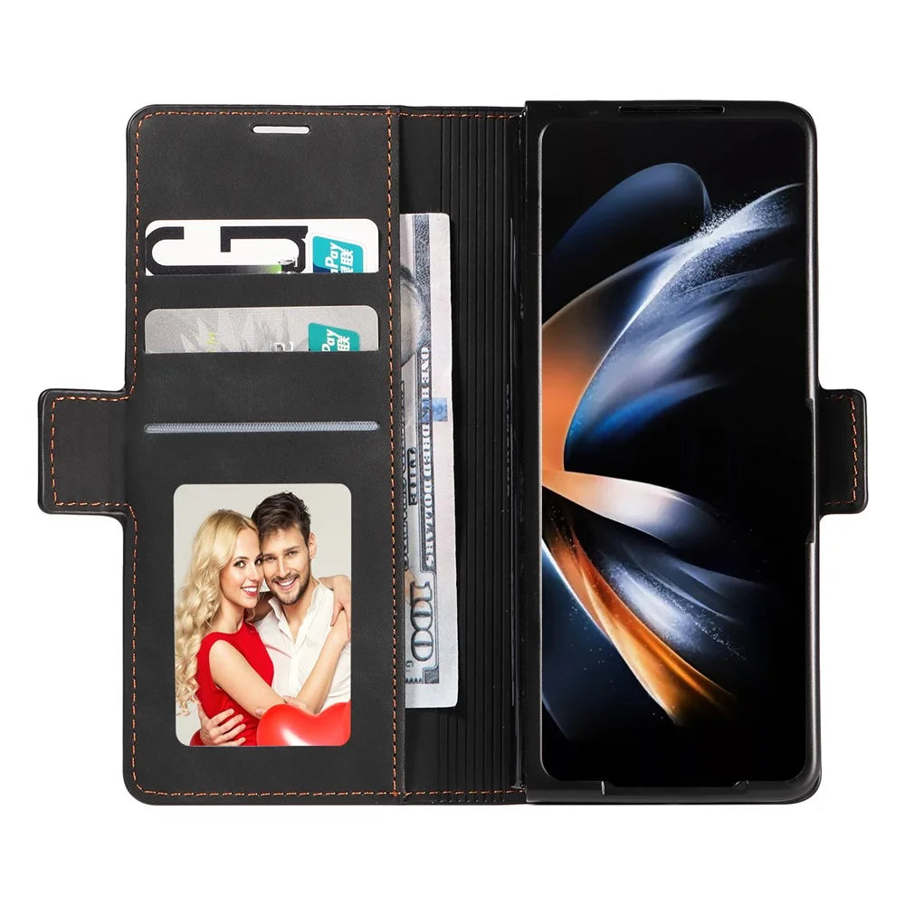 FORWENW Fantasy Series for Samsung Galaxy Z Fold5 5G Magnetic Phone Case Skin-touch Leather Cover - Black - 2