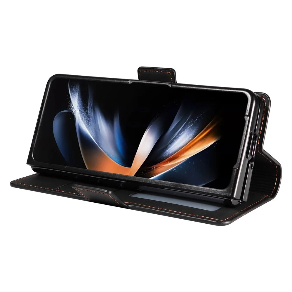 FORWENW Fantasy Series for Samsung Galaxy Z Fold5 5G Magnetic Phone Case Skin-touch Leather Cover - Black - 3