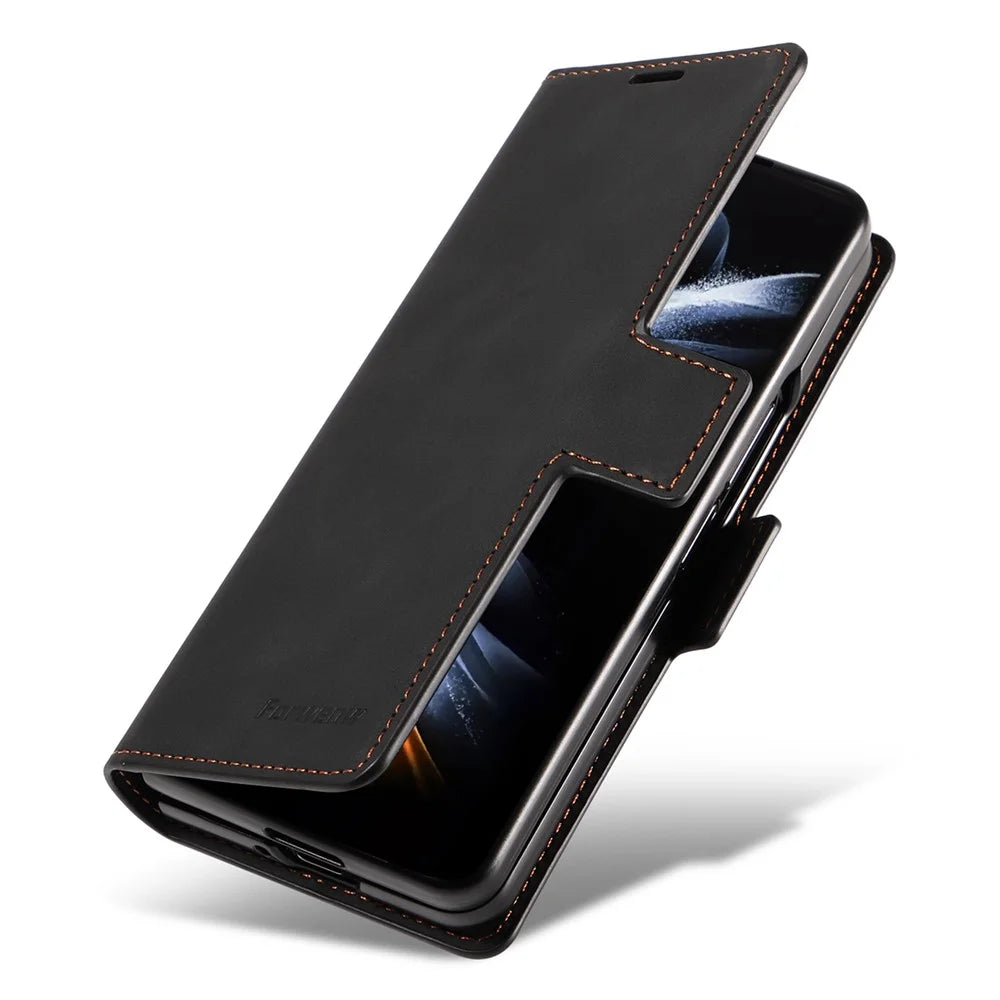 FORWENW Fantasy Series for Samsung Galaxy Z Fold5 5G Magnetic Phone Case Skin-touch Leather Cover - Black - 4