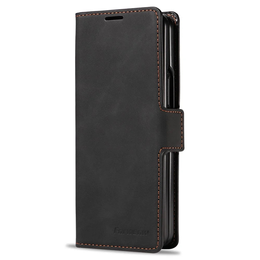 FORWENW Fantasy Series for Samsung Galaxy Z Fold5 5G Magnetic Phone Case Skin-touch Leather Cover - Black - 5