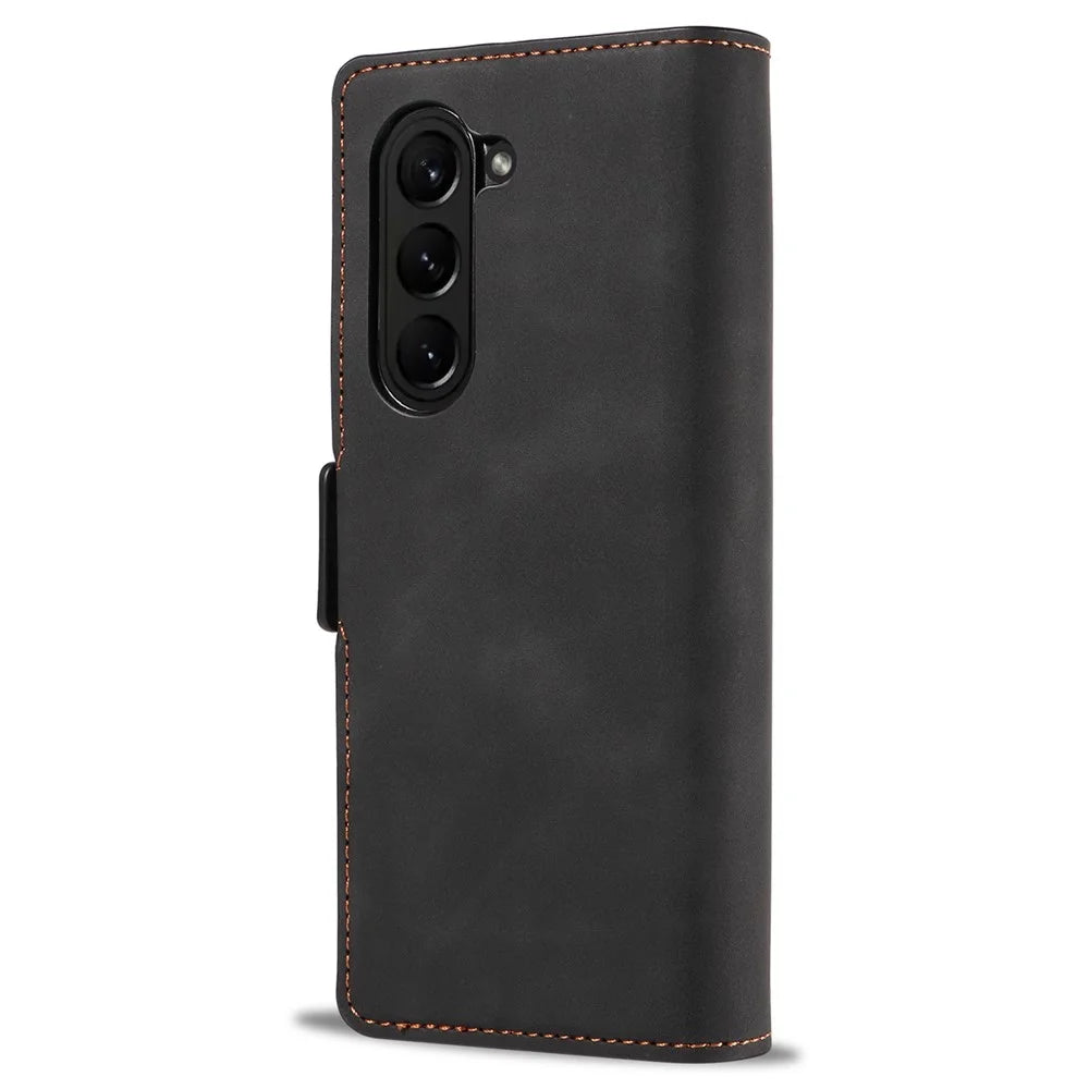 FORWENW Fantasy Series for Samsung Galaxy Z Fold5 5G Magnetic Phone Case Skin-touch Leather Cover - Black - 6