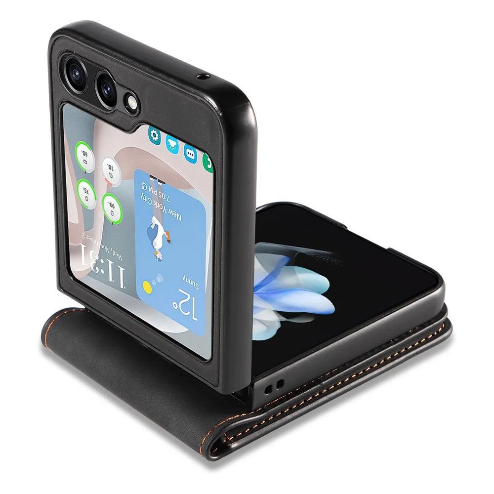 FORWENW Fantasy Series for Samsung Galaxy Z Flip5 5G Case Skin-touch Card Holder Phone Cover - Black - 2