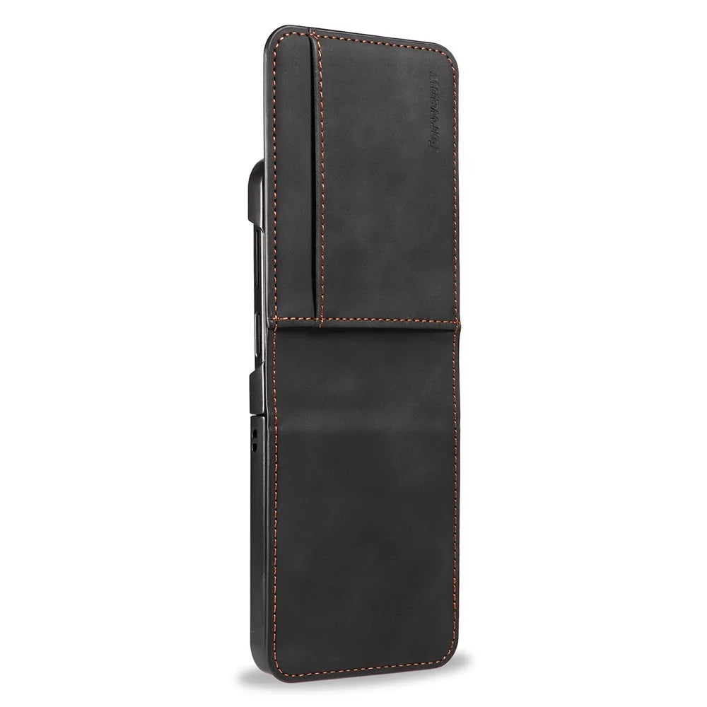 FORWENW Fantasy Series for Samsung Galaxy Z Flip5 5G Case Skin-touch Card Holder Phone Cover - Black - 5