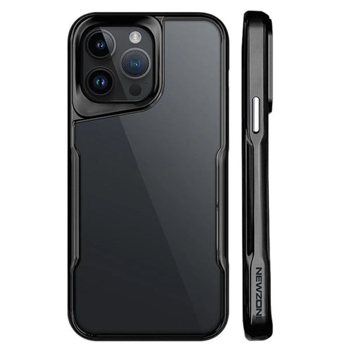 NEWZONE For iPhone 15 Pro Max Cell Phone Case Matte Drop-resistant TPU+Acrylic Shell - Titanium Black - 1
