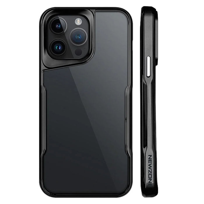 NEWZONE For iPhone 15 Pro Max Cell Phone Case Matte Drop-resistant TPU+Acrylic Shell - Titanium Black - 1