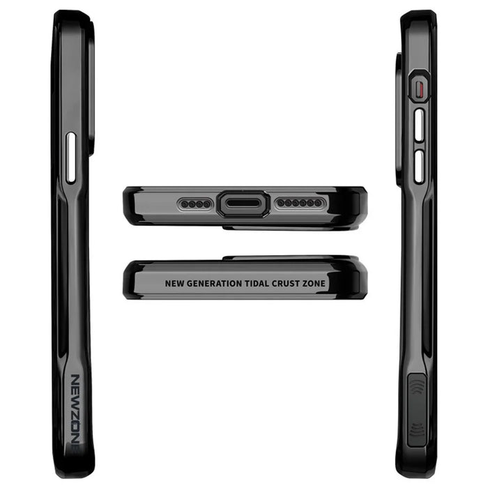 NEWZONE For iPhone 15 Pro Max Cell Phone Case Matte Drop-resistant TPU+Acrylic Shell - Titanium Black - 4