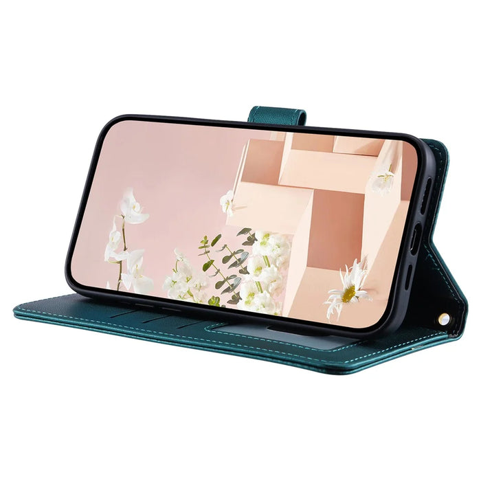 For Samsung Galaxy A35 5G Case Rhombus Pattern Leather Phone Stand Cover - Green - 4