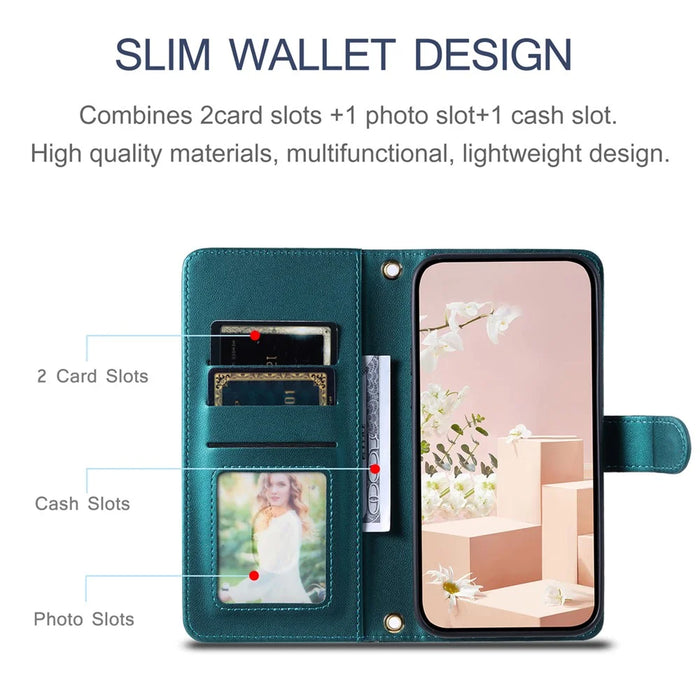 For Samsung Galaxy A35 5G Case Rhombus Pattern Leather Phone Stand Cover - Green - 6