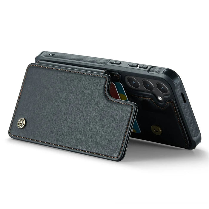 For Samsung Galaxy S24+ Phone Case CASEME C22 Leather Back Cover with RFID Blocking Card Slots - Black - 3