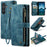 For Samsung Galaxy S24 Phone Cases with Strap CASEME C30 Zipper Multiple Card Holder PU Leather Cover - Blue - 1