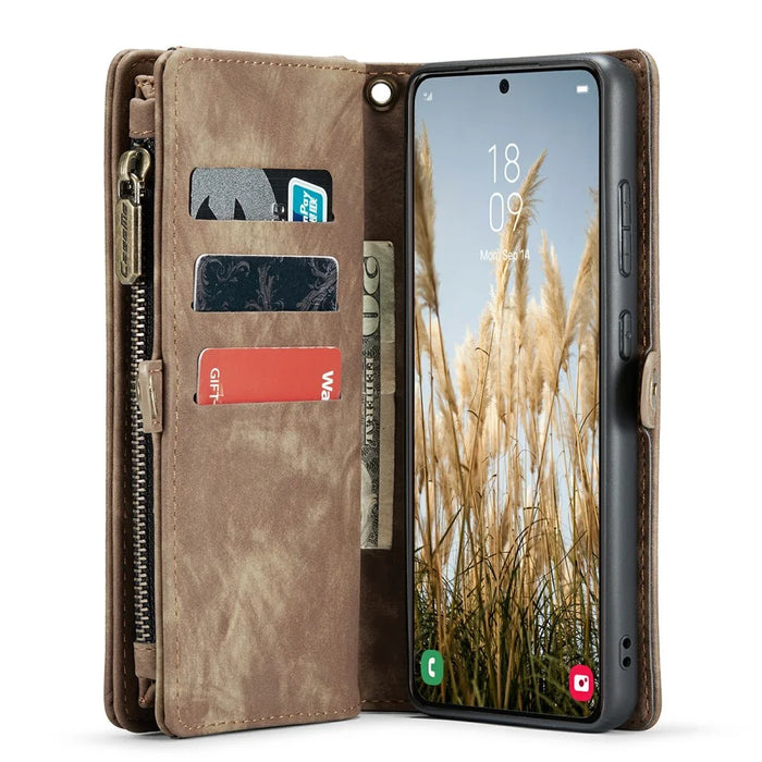 For Samsung Galaxy S24 Phone Cases CASEME 008 Leather Cover with Detachable Wallet and Strap - Brown - 3