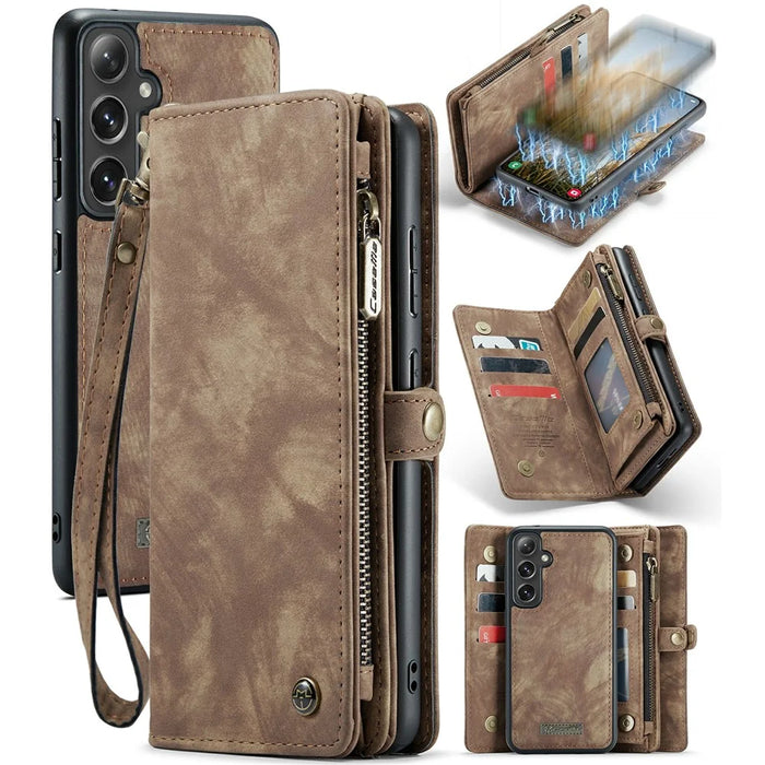 For Samsung Galaxy S24+ Phone Cases CASEME 008 Leather Cover with Detachable Wallet and Strap - Brown - 1