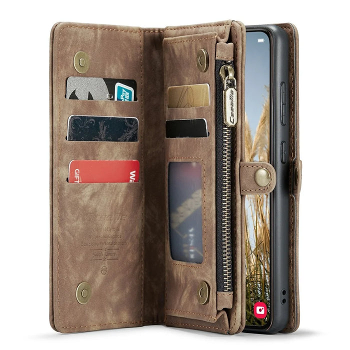 For Samsung Galaxy S24+ Phone Cases CASEME 008 Leather Cover with Detachable Wallet and Strap - Brown - 2