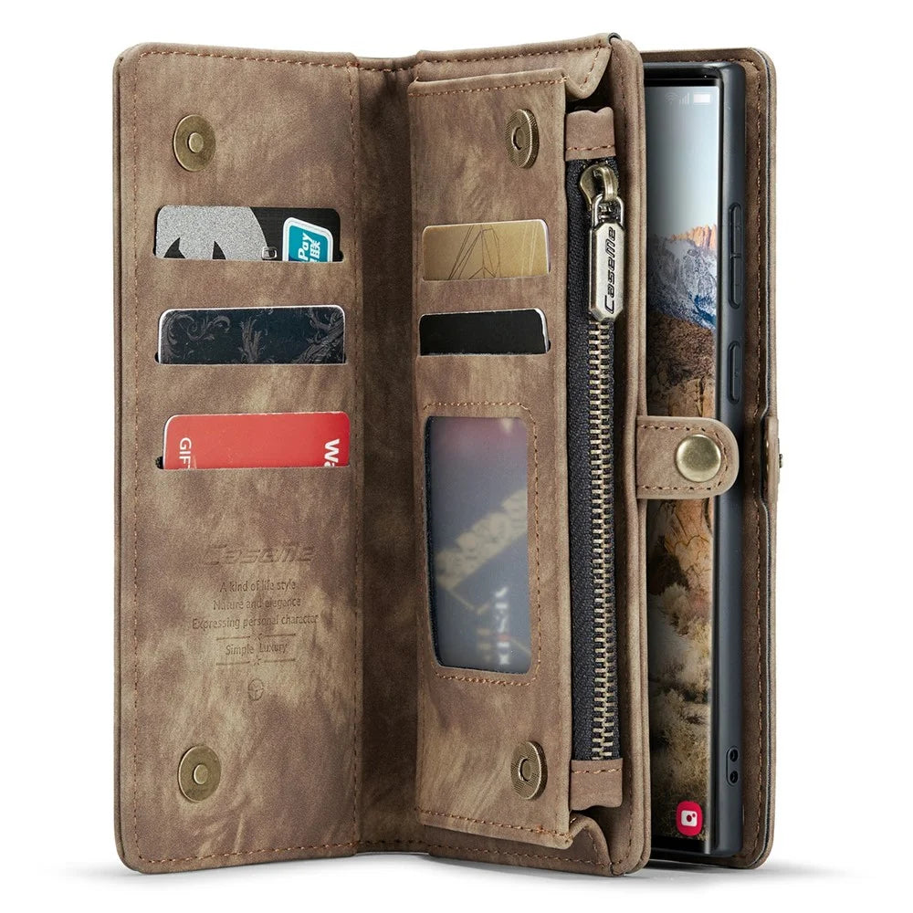 For Samsung Galaxy S24 Ultra Phone Cases CASEME 008 Leather Cover with Detachable Wallet and Strap - Brown - 2
