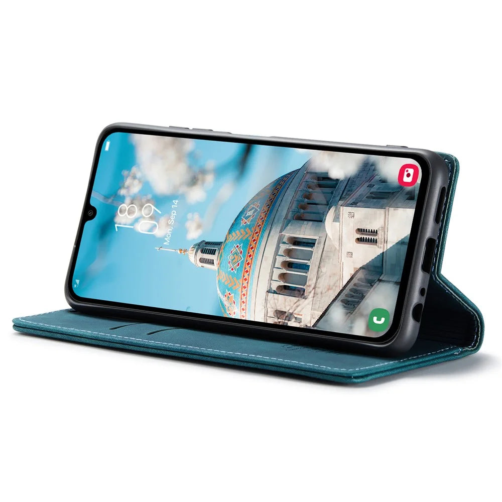 CASEME 013 Series For Samsung Galaxy A15 5G / A15 4G Case Business Style Flip Stand Phone Cover - Blue - 3