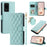 For Samsung Galaxy S20 Ultra Case Stand Flip Leather Phone Cover with 2 Straps - Mint Green - 1