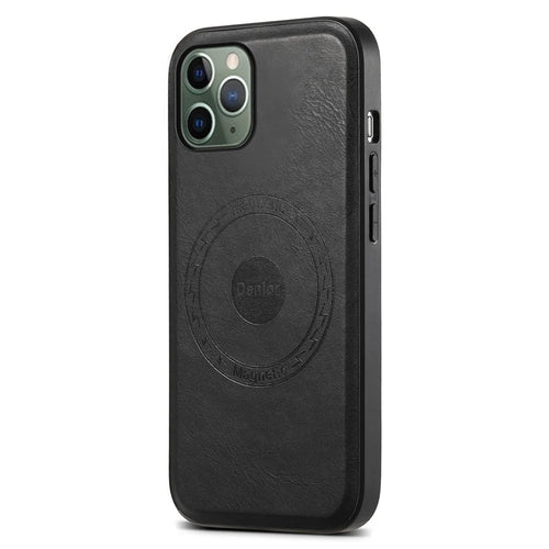 DENIOR For iPhone 11 Pro Magnetic Case PU Leather Non-Slip Grip Phone Back Cover - Black - 1