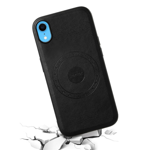DENIOR For iPhone XR Case PU Leather Phone Back Cover Compatible with Magsafe - Black - 2
