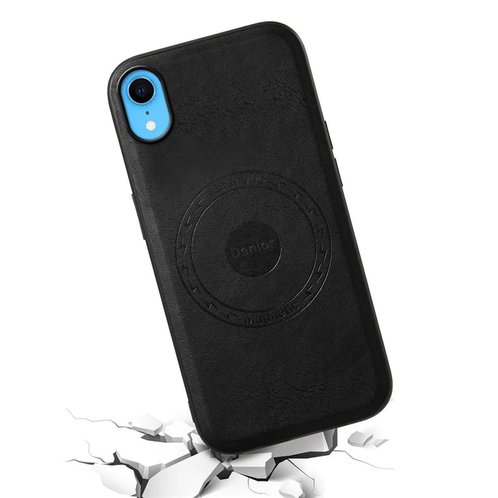 DENIOR For iPhone XR Case PU Leather Phone Back Cover Compatible with Magsafe - Black - 2