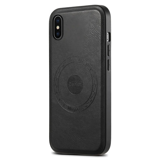 DENIOR For iPhone X / XS Case Compatible with MagSafe Cowhide Texture Shockproof Phone Cover - Black - 1