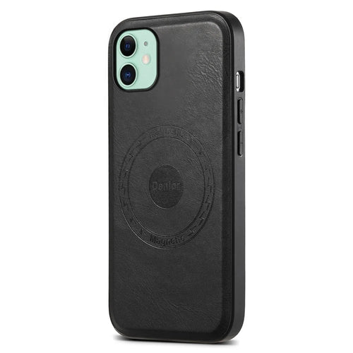 DENIOR For iPhone 11 Phone Case Compatible with MagSafe PU Leather Cover - Black - 1