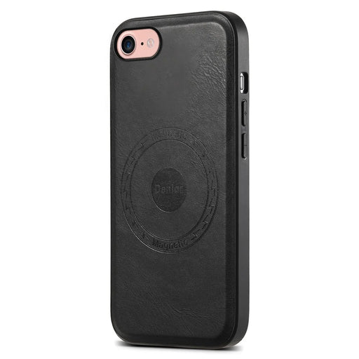 DENIOR For iPhone 7 / 8 / SE (2020) / SE (2022) Case PU Leather Magnetic Phone Back Cover - Black - 1