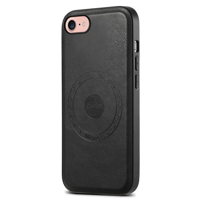 DENIOR For iPhone 7 / 8 / SE (2020) / SE (2022) Case PU Leather Magnetic Phone Back Cover - Black - 1