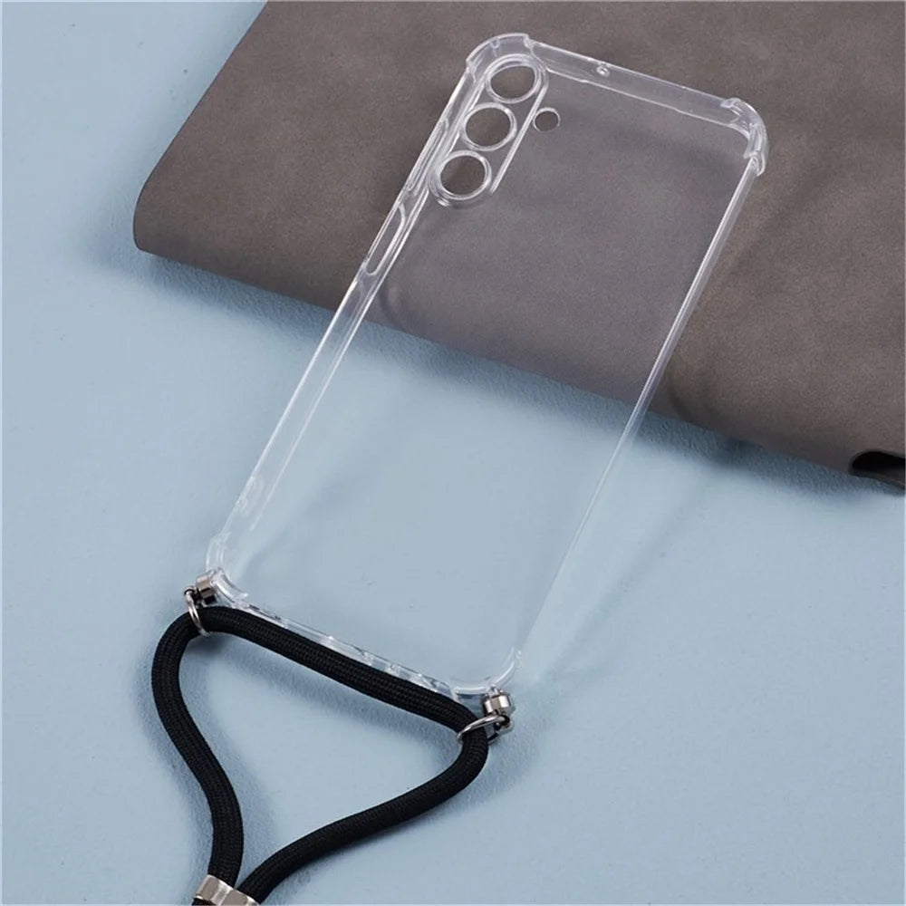 For Samsung Galaxy A35 5G Case Air-Guard Corners Protection TPU Phone Cover with Lanyard - 2