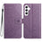 For Samsung Galaxy A54 5G Case Magnetic Flower Imprinted Phone Cover with Hand Strap - Purple - 1