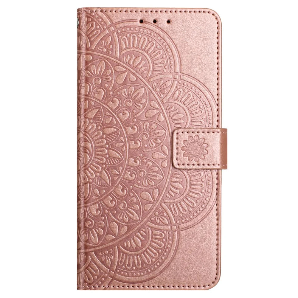 For Samsung Galaxy A53 5G Case Flower Pattern Magnetic Closure Full Protection Phone Cover - Rose Gold - 7