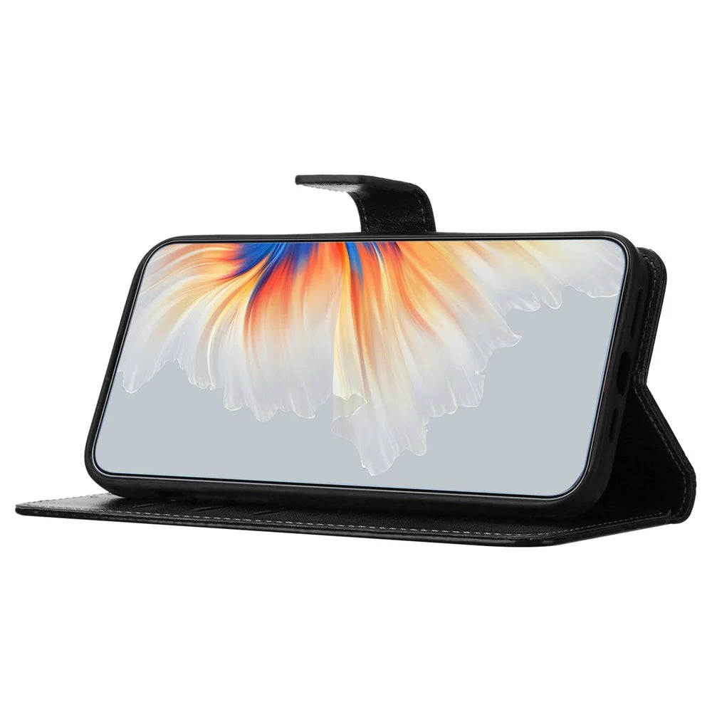 For Samsung Galaxy A33 5G Case PU Leather Flower Pattern Wallet Style Flip Phone Cover - Black - 4