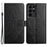 For Samsung Galaxy S23 Ultra Cell Phone Cases Flower Pattern Leather Cover - Black - 1