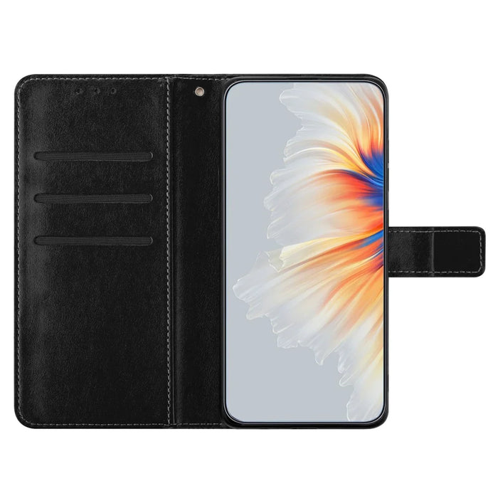 For Samsung Galaxy S23 Ultra Cell Phone Cases Flower Pattern Leather Cover - Black - 2