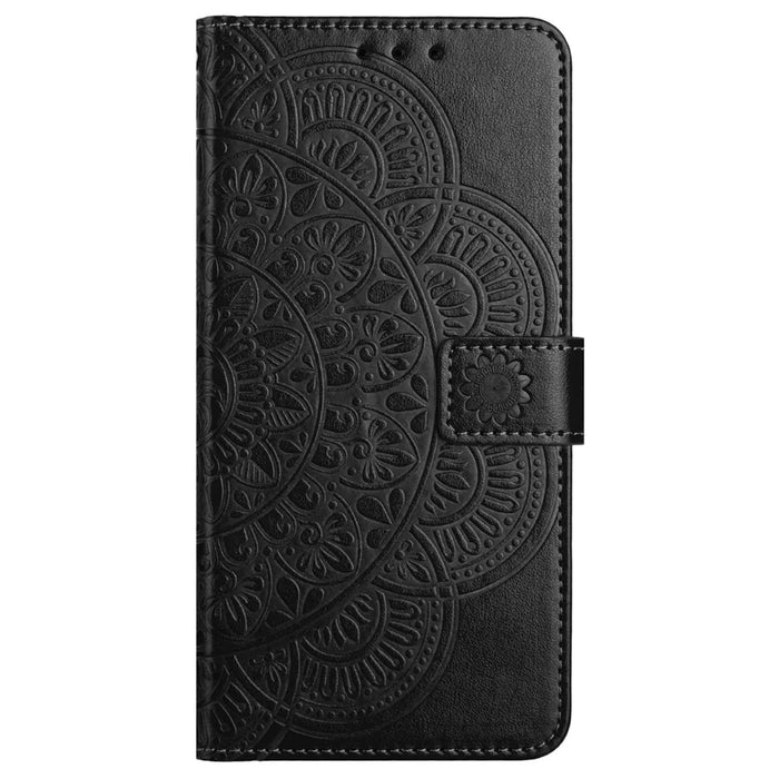 For Samsung Galaxy S23 Ultra Cell Phone Cases Flower Pattern Leather Cover - Black - 7
