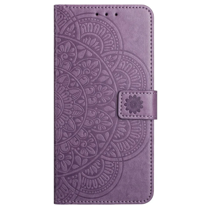 For Samsung Galaxy S23 Cell Phone Cases Flower Pattern Anti-fall Leather Cover - Purple - 5