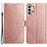 For Samsung Galaxy A13 4G Phone Case PU Leather Folio Flip Wallet Cover with Strap - Rose Gold - 1