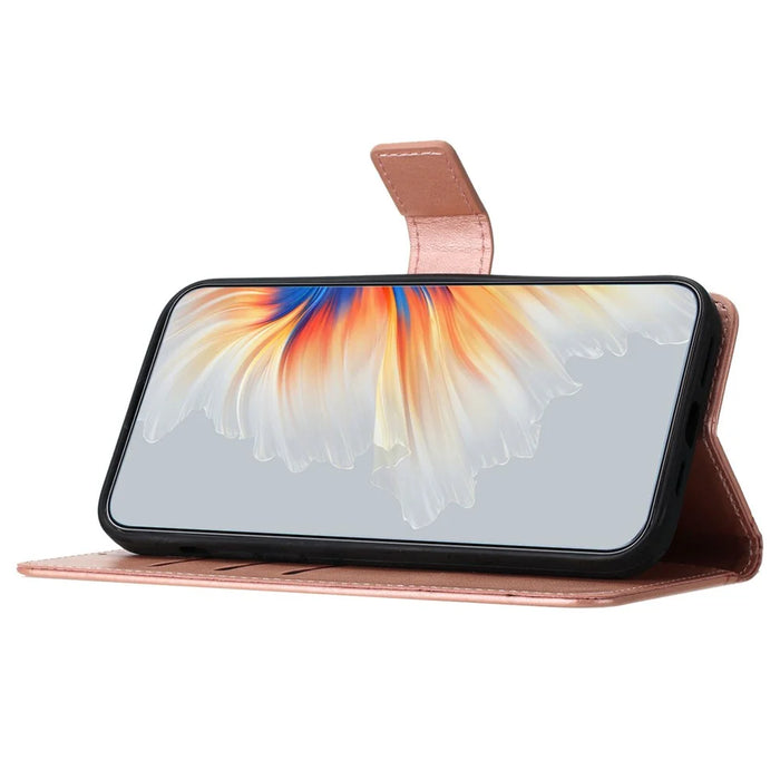 For Samsung Galaxy A13 4G Phone Case PU Leather Folio Flip Wallet Cover with Strap - Rose Gold - 4