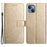 For iPhone 14 Plus Wallet Case Flower Pattern Flip Design Phone Protector - Gold - 1