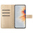 For iPhone 14 Plus Wallet Case Flower Pattern Flip Design Phone Protector - Gold - 2