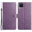 For Samsung Galaxy A22 4G (EU Version) Case Leather Flip Cover with Card Slots + Wrist Strap - Purple - 1