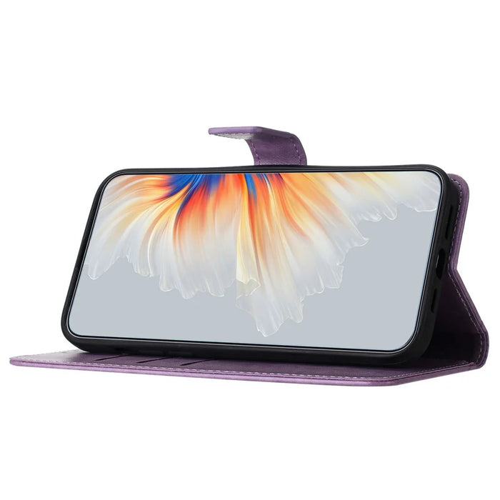 For Samsung Galaxy A22 4G (EU Version) Case Leather Flip Cover with Card Slots + Wrist Strap - Purple - 4