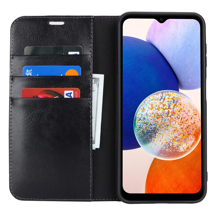 For Samsung Galaxy A14 5G / 4G Wallet Case Split Leather Phone Cover Magnetic Closing - Black - 2