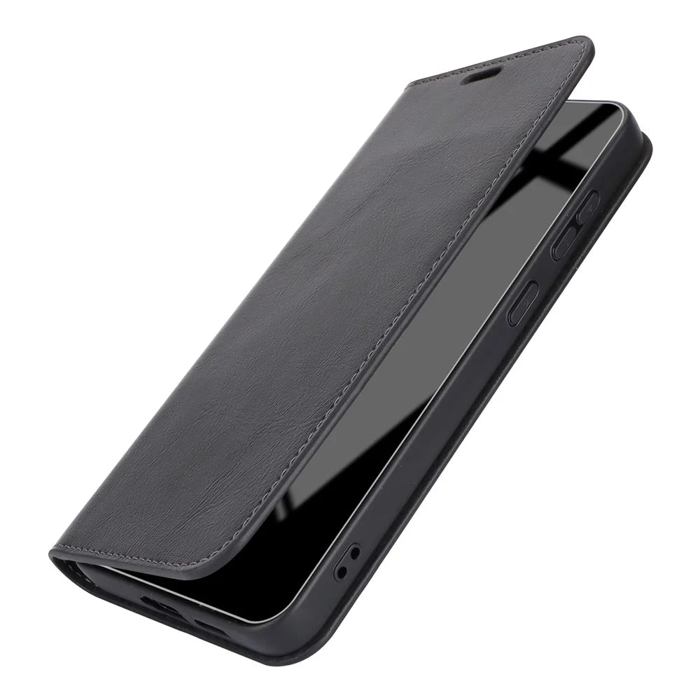 For Samsung Galaxy S24 Split Leather Case Crazy Horse Texture Wallet Flip Cover - Black - 6