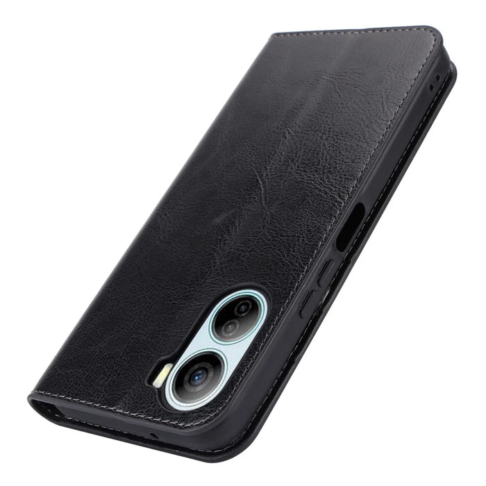 For ZTE Libero 5G IV Case Crazy Horse Texture Split Leather Phone Wallet Cover - Black - 5