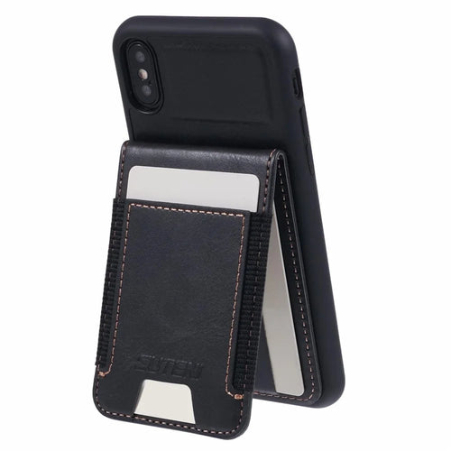 SUTENI H03 For iPhone X / XS 5.8 inch Case PU Leather Waxy Textured Cover with Card Holder - Black - 1